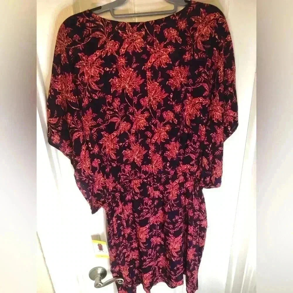 Women's Lands' End Gathered Waist Kaftan Swim Cover-Up Dress size M/L - Picture 11 of 13